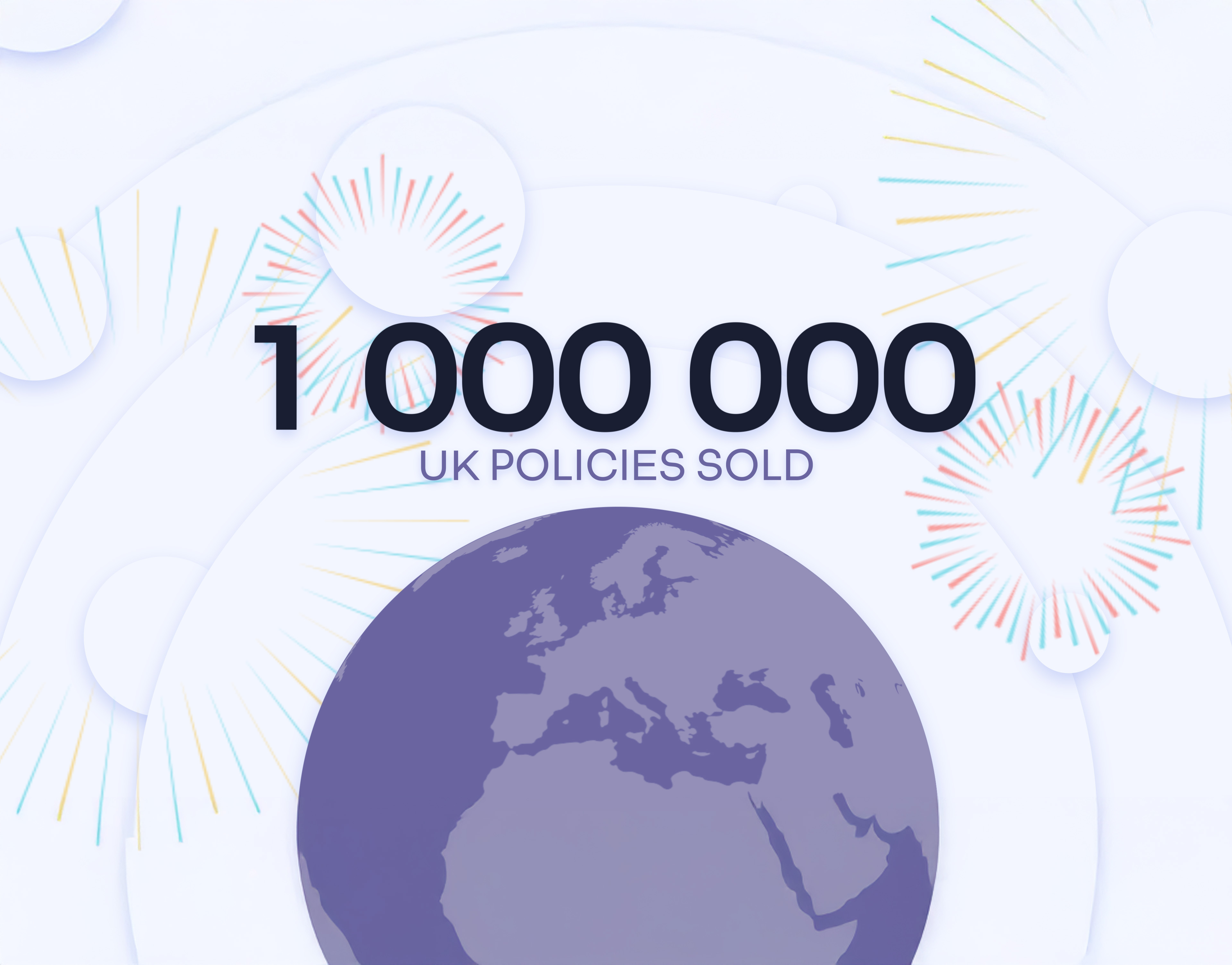 image of a globe, with fireworks behind it. Wording says 1 million UK policies sold by INSHUR